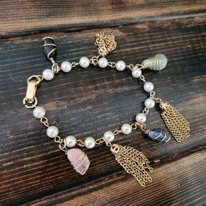 Precious Stone Pearly Bead Bracelet